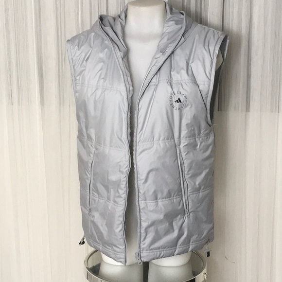 Adidas by Stella McCartney puffer silver jacket! Hoodie! Inside Vest EUC Size S - Picture 15 of 17